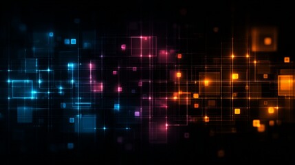 Abstract Digital Lights and Patterns in Dark Background