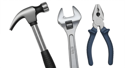 Hammer Adjustable Wrench and Pliers Essential Tools for Home Improvement Projects.