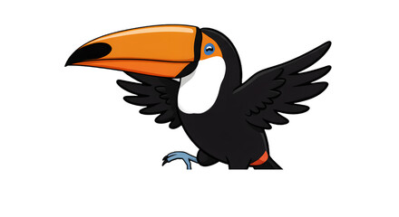 Obraz premium Cartoon Toucan Bird Illustration on Black Background png, isolated on tranparent background