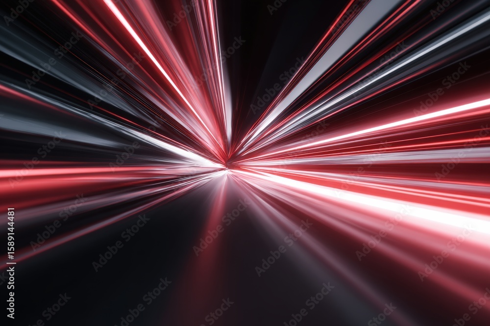 Aufkleber dynamic light trails in red and white converge toward a vanishing point, creating a sense of speed a