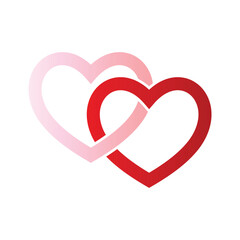 Two interlocking hearts one pink and one red symbolizing love and connection