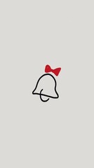 Cartoon bell with red bow on neutral background  