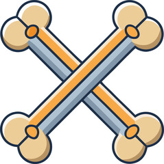 Crossed bones illustration with beige and blue colors vector