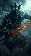 Armored Behemoth Samurai Divinity Unleashing Attack