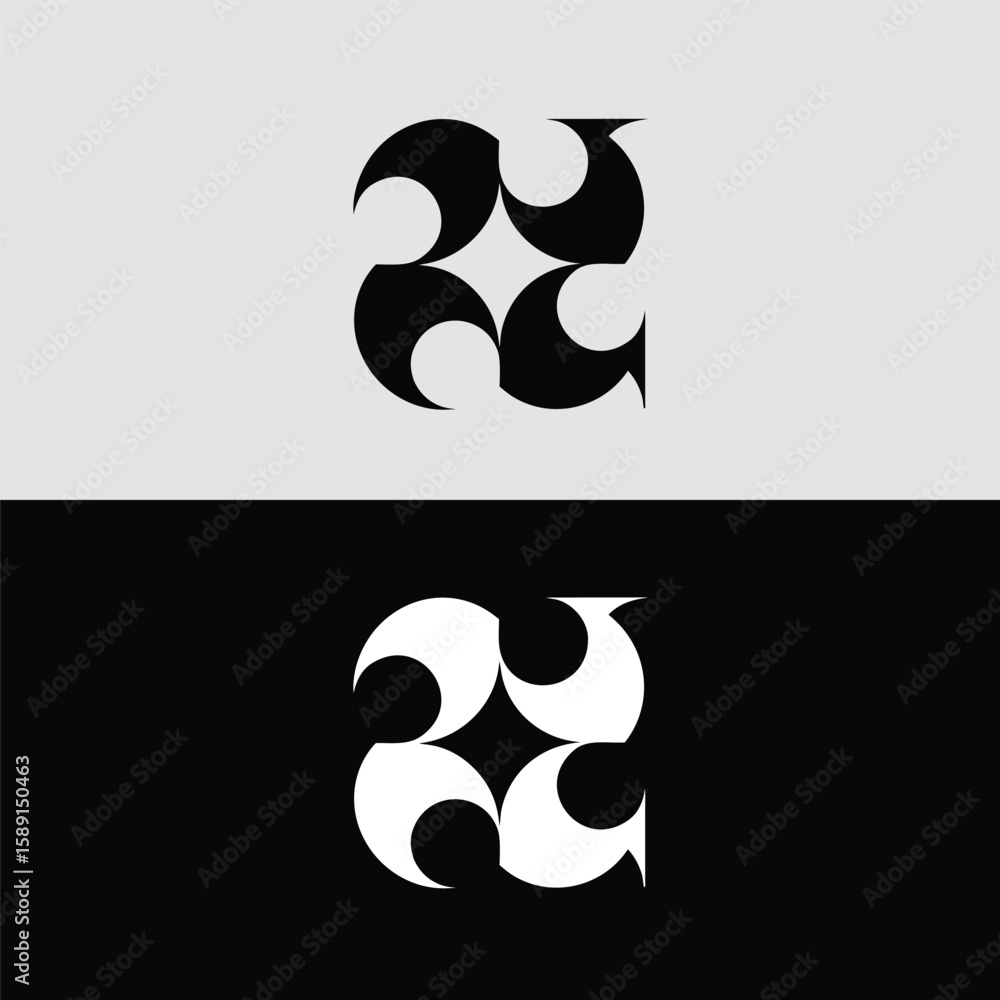 Poster A captivating abstract geometric shape design features a symmetrical arrangement of curved elements, creating a visually striking and modern pattern