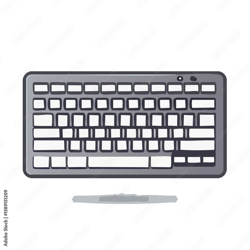 Fototapete Illustration of a wireless computer keyboard and wrist rest isolated on black for design concept
