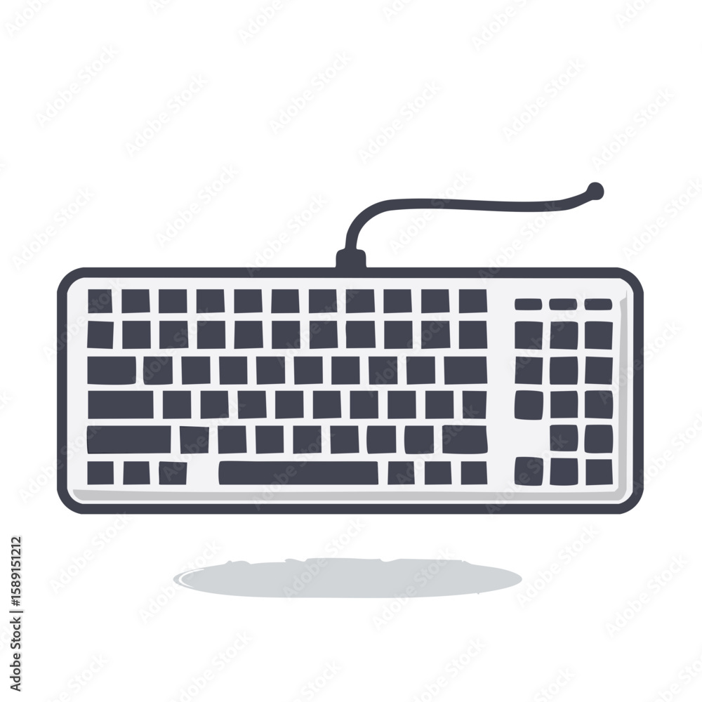 Poster Isolated computer keyboard illustration for technology or office concepts. Modern design for digital devices and input peripherals.