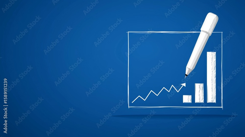 Aufkleber pen and graph chart on table illustrating business growth and progress with focus on financial devel