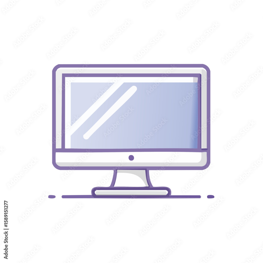 Poster desktop computer screen display flat vector illustration pastel colors technology device computer eq