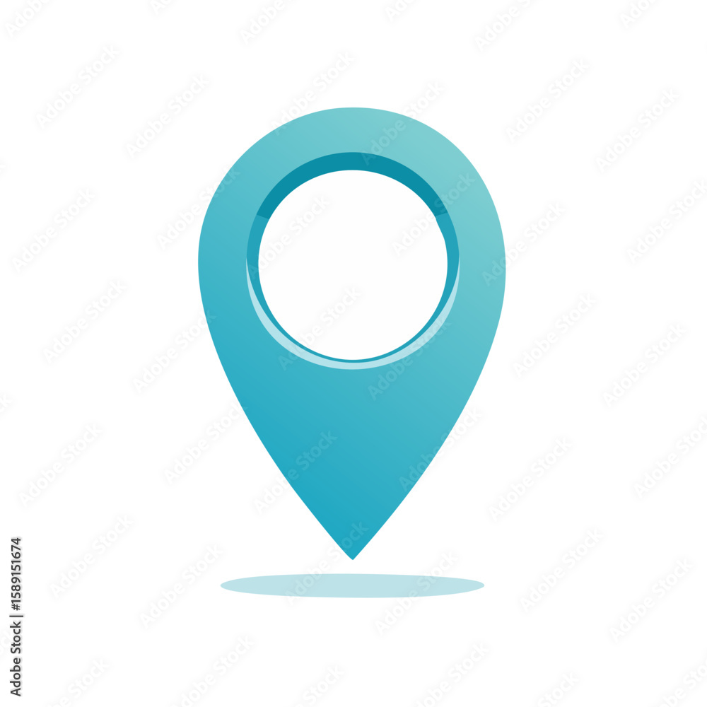 Poster aqua map pin pointer illustration location concept cartography gps navigation travel destination fin