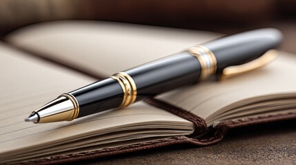 Black pen on open notebook