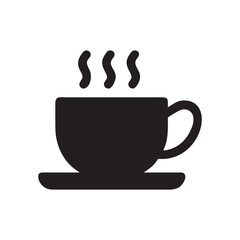 Hot Coffee Cup Icon Simple Black Silhouette Illustration