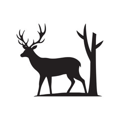 Majestic Deer Silhouette Elegant Wildlife Vector Illustration
