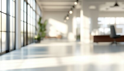 Blurred Abstract Interior Of An Office With Defocused Background - A Creative And Unfocused Perspective Of An Office Setting.