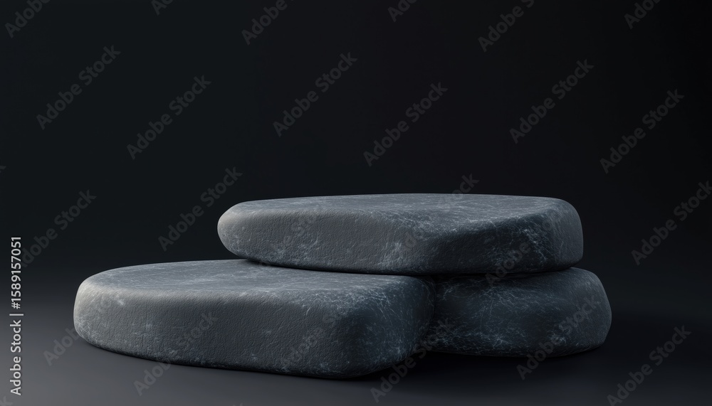 Poster dark stones for the podium: a mysterious collection of elements set for display on a grand stage