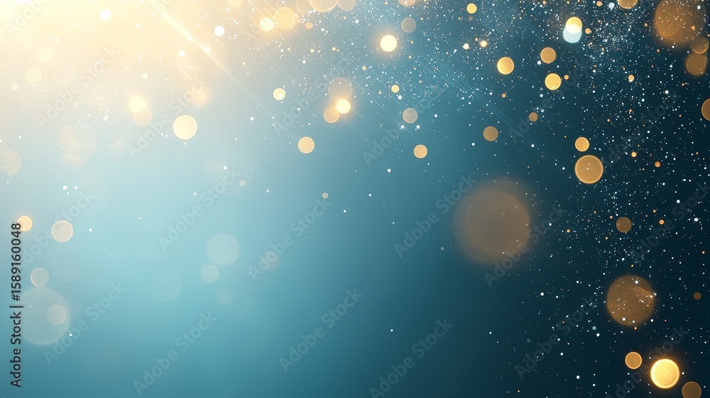 Poster sparkling golden bokeh effect abstract background digital art vibrant colors wide angle visual inspi