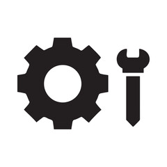 Gear and Wrench  Mechanic Tool Icon, Setting, Configuration, Repair, Maintenance Symbol