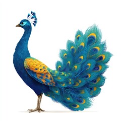 Obraz premium Peacock, vibrant plumage, profile view