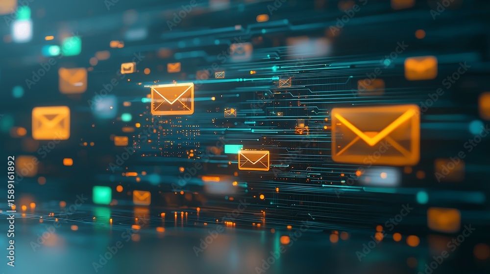 Poster transforming digital communication email messaging systems virtual environment graphic design futuri