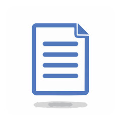 Document flat icon blue line art on white background file symbol simple graphic