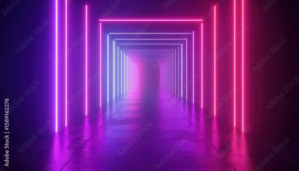 Aufkleber abstract laser show at night: neon light render illuminating the darkness for mock up and web design