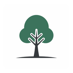 Stylized tree illustration on a white background green canopy simple foliage vector icon forestry symbol nature concept