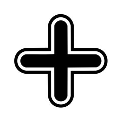 Obraz premium Simple White Outline Plus Sign on Black Background Minimalist Graphic Icon