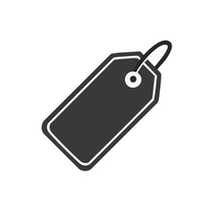 Fototapeta premium Blank Black Price Tag Icon on Black Background Simple Sale and Discount Sign Symbol
