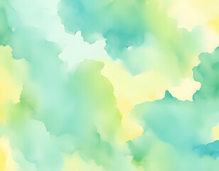Obraz premium Pastel Yellow Blue Green Watercolor Background 