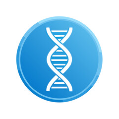 DNA strand graphic white double helix in blue circle biology medicine science abstract vector symbol