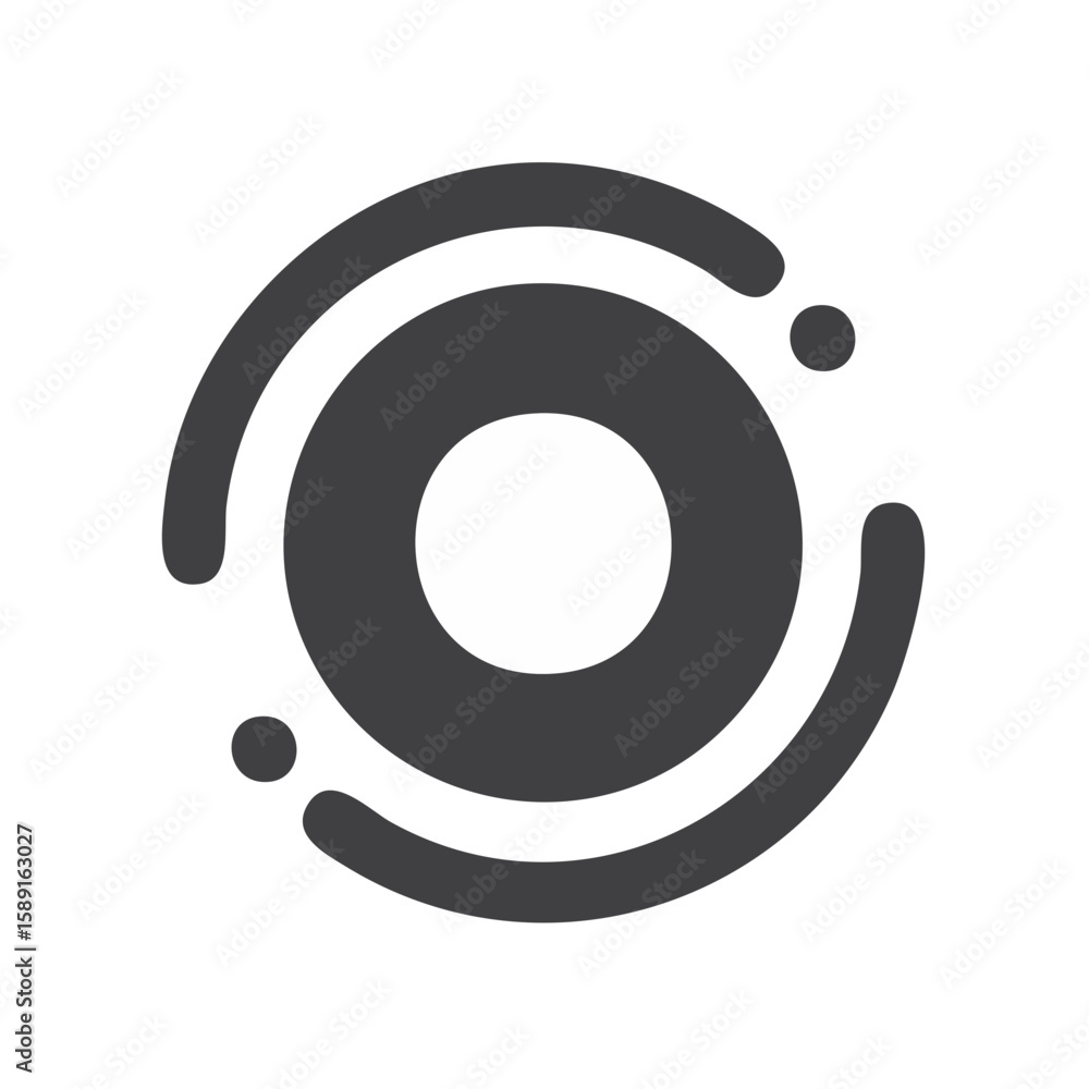 Poster abstract geometric design with circles and arcs on a black background, simple circular graphic eleme