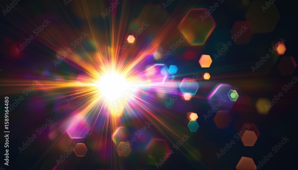 Poster abstract sun burst with digital lens flare: easy to add overlay for stunning photos. gleaming rounde