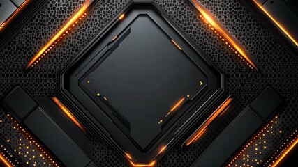 high technology futuristic modern theme abstract background, metallic wall with layers and RGB neon light glow, orange copper light on black wall - Powered by Adobe