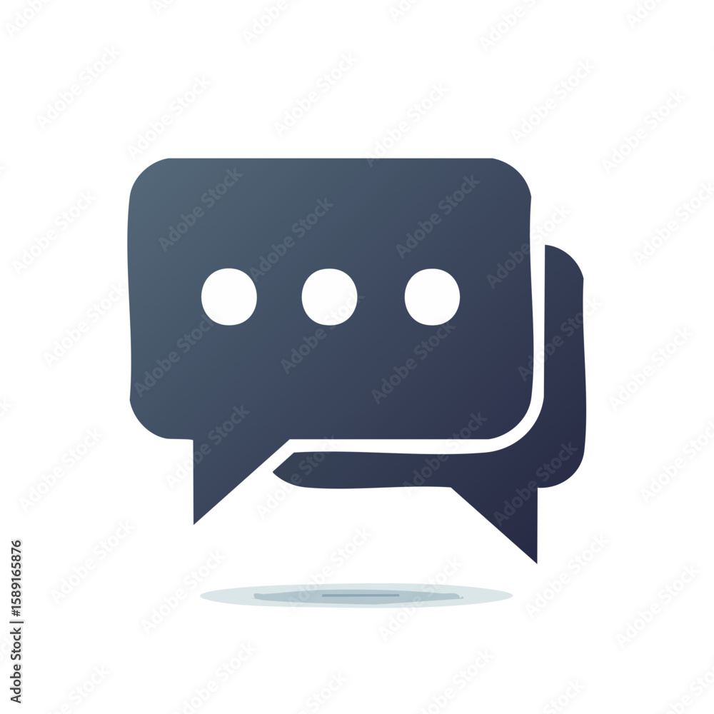 Poster overlapping speech bubbles icon with waiting dots representing communication or chat symbol on black