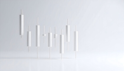 White Candlestick Chart on White Background