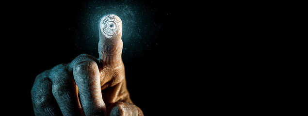 Fingerprint Activation. Person uses digital security.