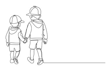 Children's Day, Two little kids walking together, holding hands
