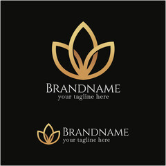 Elegant Golden Lotus Flower Logo for Spa, Beauty, Wellness, Yoga, and Luxury Lifestyle Brands