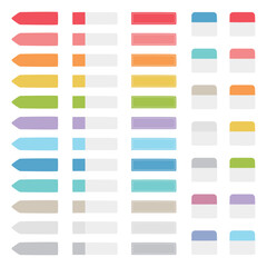 A vector illustration featuring hand-drawn colorful label stickers in multiple styles and colors. Great for school, note-taking, and organizing designs.