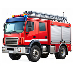 Modern Fire Engine Truck Isolated