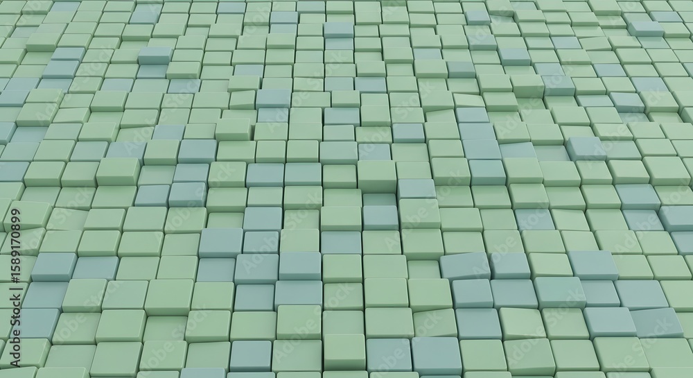 Poster an abstract background with a pattern of green and blue cubes