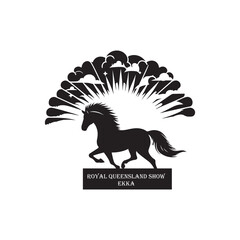 Royal Queens Land Show Ekka Silhouette Vector Illustration, Solid White Background.