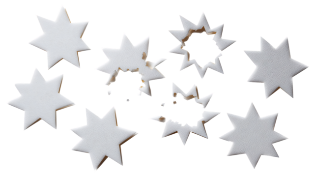 Scattered seven pointed stars, abstract background