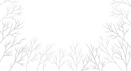 A minimalist white background with bare tree branches design