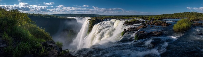 Panoramic view of iguazu falls nature's beauty 360 degrees hdr landscape hdri