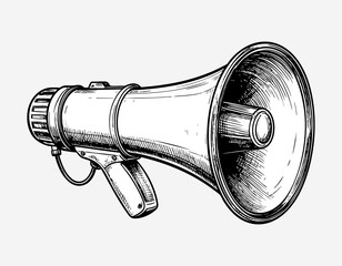 Vintage Megaphone – Hand-Drawn Engraving Illustration