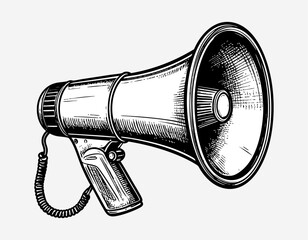 Vintage Megaphone Illustration – Hand-Drawn Style