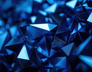 Abstract geometric shapes in deep blue