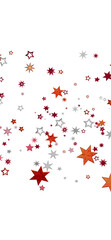 Background image with scattered stars in red, orange, and silver shades on a white background. Perfect for celebrations!