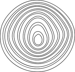 Circular target design with concentric wave shapes layered to create symmetrical, pulsating radial pattern.